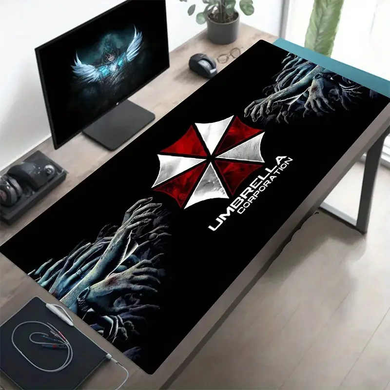 Hd impressão pintado jogo residente mal guarda-chuva mouse pad impermeável borracha de grandes dimensões antiderrapante teclado almofada borda bloqueada