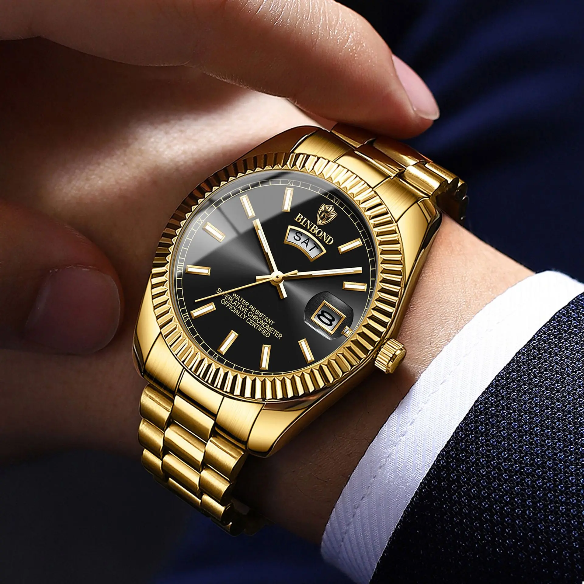 新しいファッショナブルなメンズ腕時計防水カジュアルダブルカレンダーナイトシンプルなクォーツ時計ビジネス時計ギフト、男性用腕時計