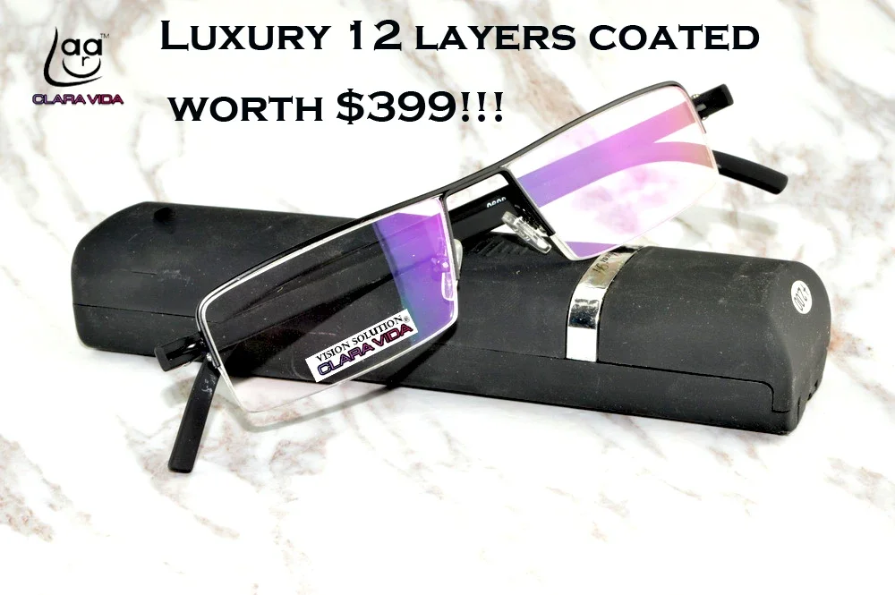 

=Clara Vida= Luxury trend men women unisex top quality 12 layers coated computer reading glasses +0.75 +1 +1.25 +1.5 to +6