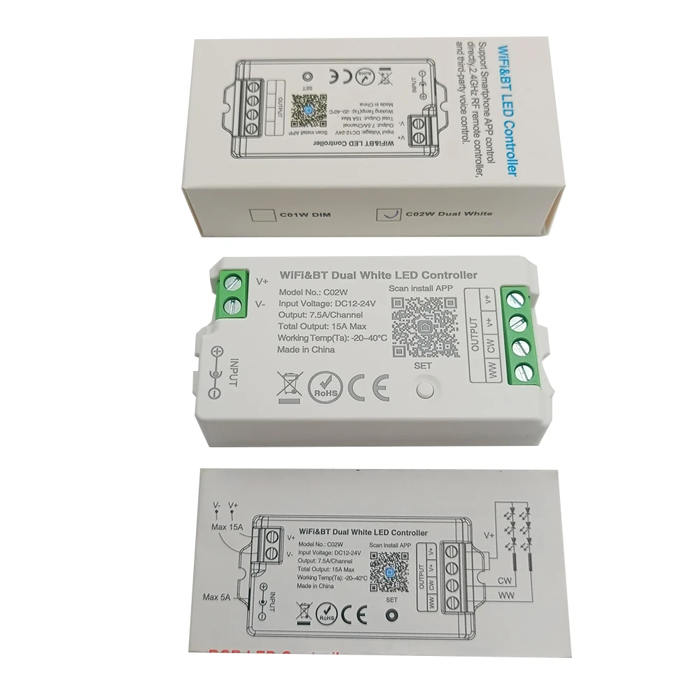 2.4GHz inteligentny kontroler LED WiFi Alexa Google Home Bluetooth DIM CCT RGB RGBW rgbct LED pasek światła LED DC12-24V