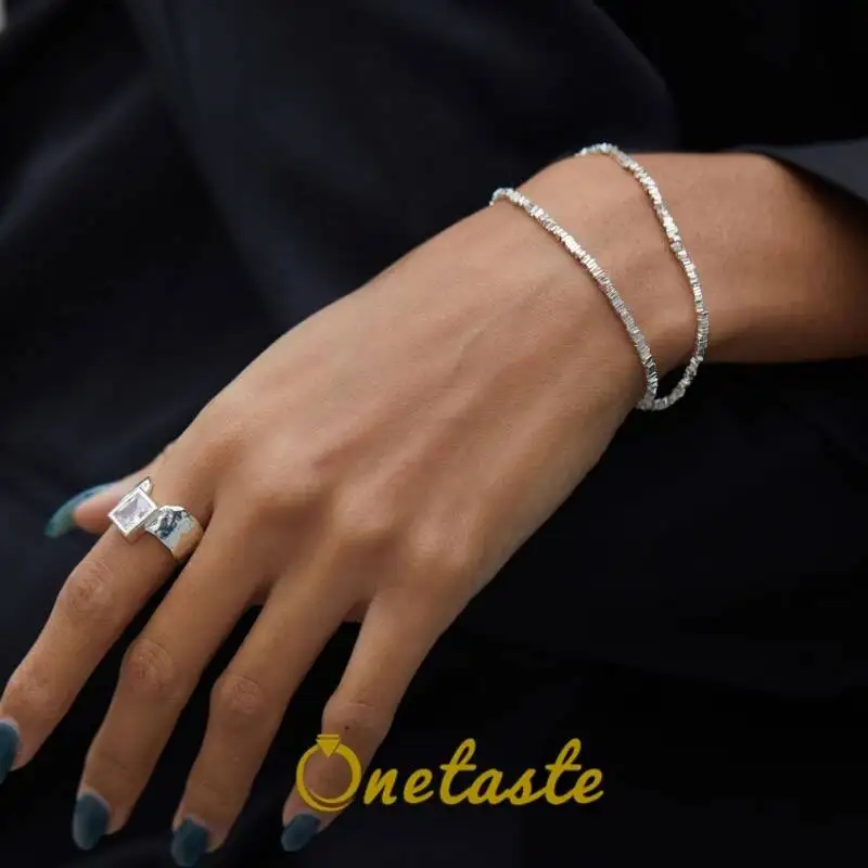 

Стерлингового серебра 925 пробы, нерегулярные маленькие блоки, браслет-нитка для женщин, минималистичная блестящая цепочка, штабелируемые браслеты, модный подарок