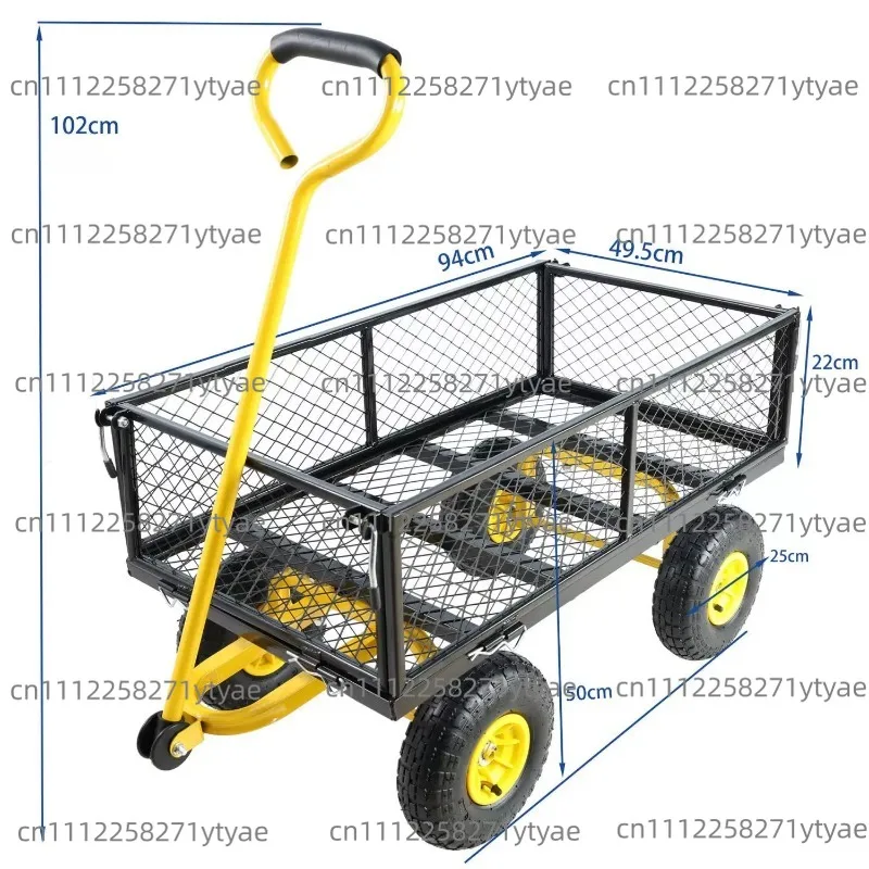 Flatbed Trailer, Sweet Potato Roasting Cart, Foldable Mesh Cart, Removable Side Panels