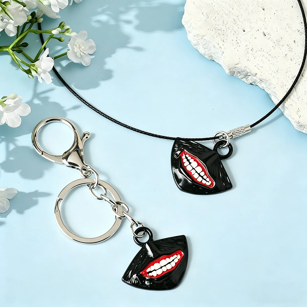 Anime Ken Kaneki Periodicals One-Eyed Ghoul Mask Keychain Necklace Backpack Car Pendant Keyring Cosplay Accessories Fan Gifts