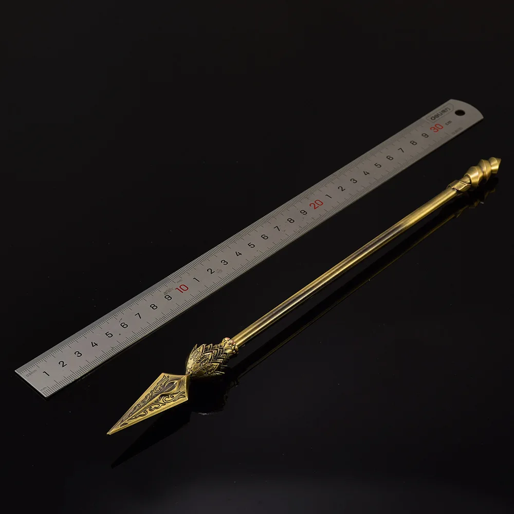 30cm/11.81in Nezha 2 애니메이션 영화 및 TV 주변 무기 모델 보라색 불꽃 뱀 창 화재 지적 총 금속 공예 장식품 선물