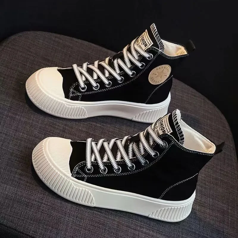 Scarpe di tela alte scarpe classiche da donna scarpe da skateboard stringate quattro stagioni scarpe da ginnastica Casual da donna espadrillas di