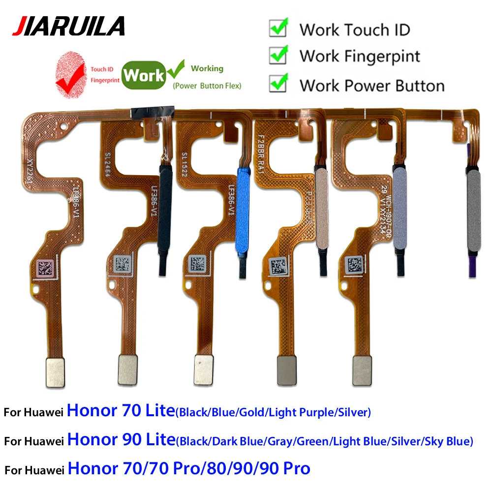 10Pcs , Power Switch Buttons OFF/ON Fingerprint Sensor Scanner Flexible Cable Button For Huawei Honor 50 Lite 50 SE 60 Pro 80 SE
