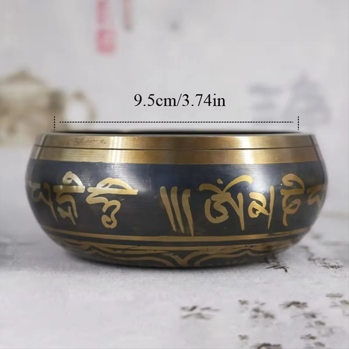 T34C Tibetan Singing Bowl 8cm Size Scripture Bowl Helpful for Meditation Yoga Relaxation Chakra Healing Prayer