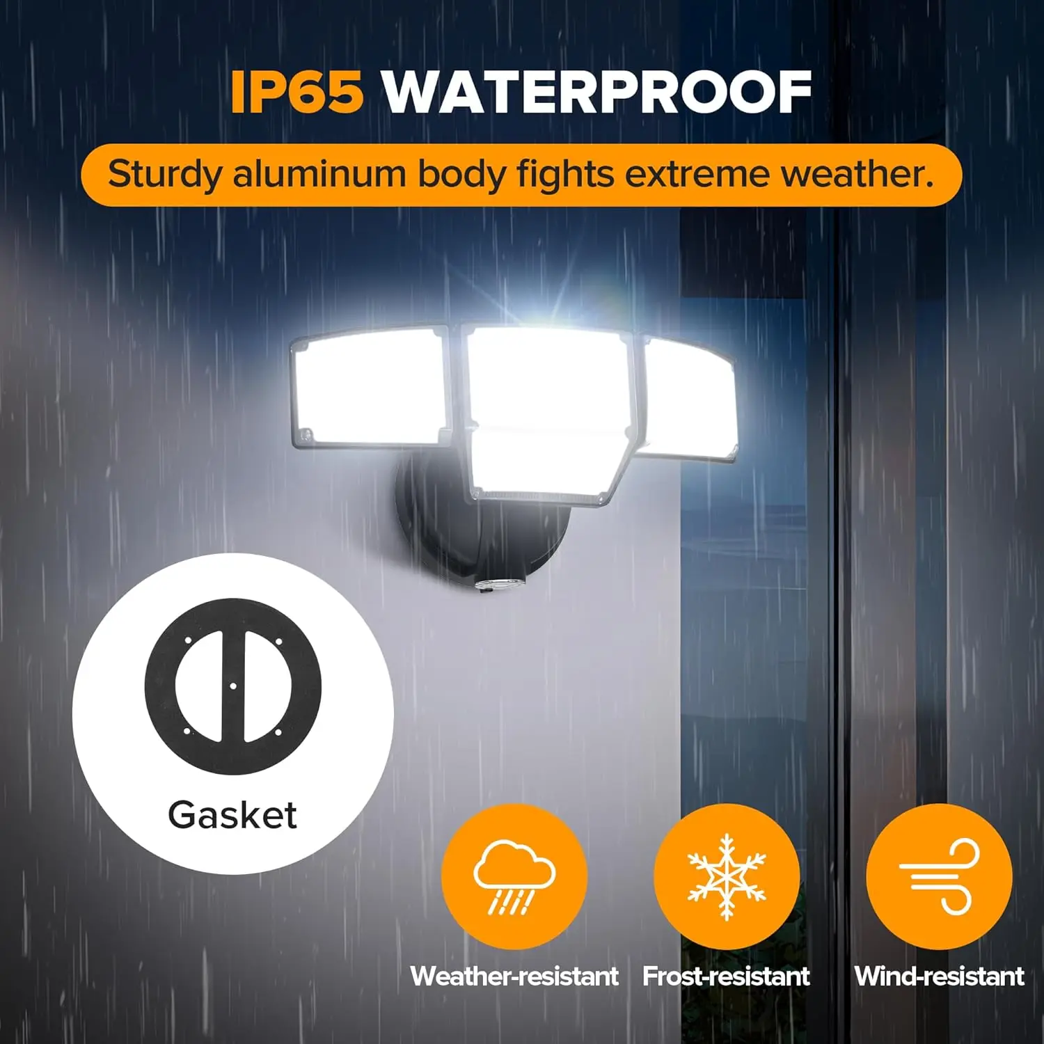 80W Dusk to Dawn LED Flood Lights, 9000LM Super Bright with Photocell, IP65 Waterproof for Outdoor Security