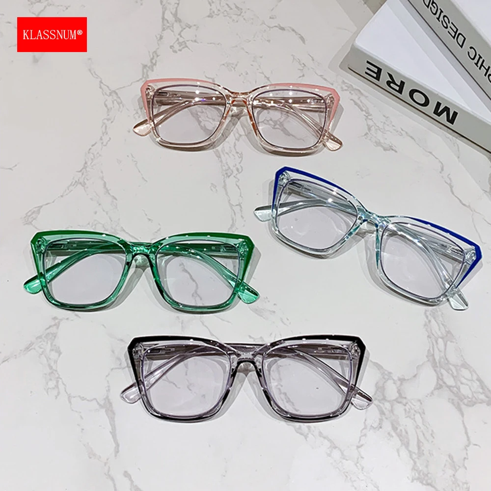 KLASSNUM Women Photochromic Presbyopic Glasses Progressive Multifocal Reading Glasses Large Square Magnifing Lenses+1.0+1.5+2.0