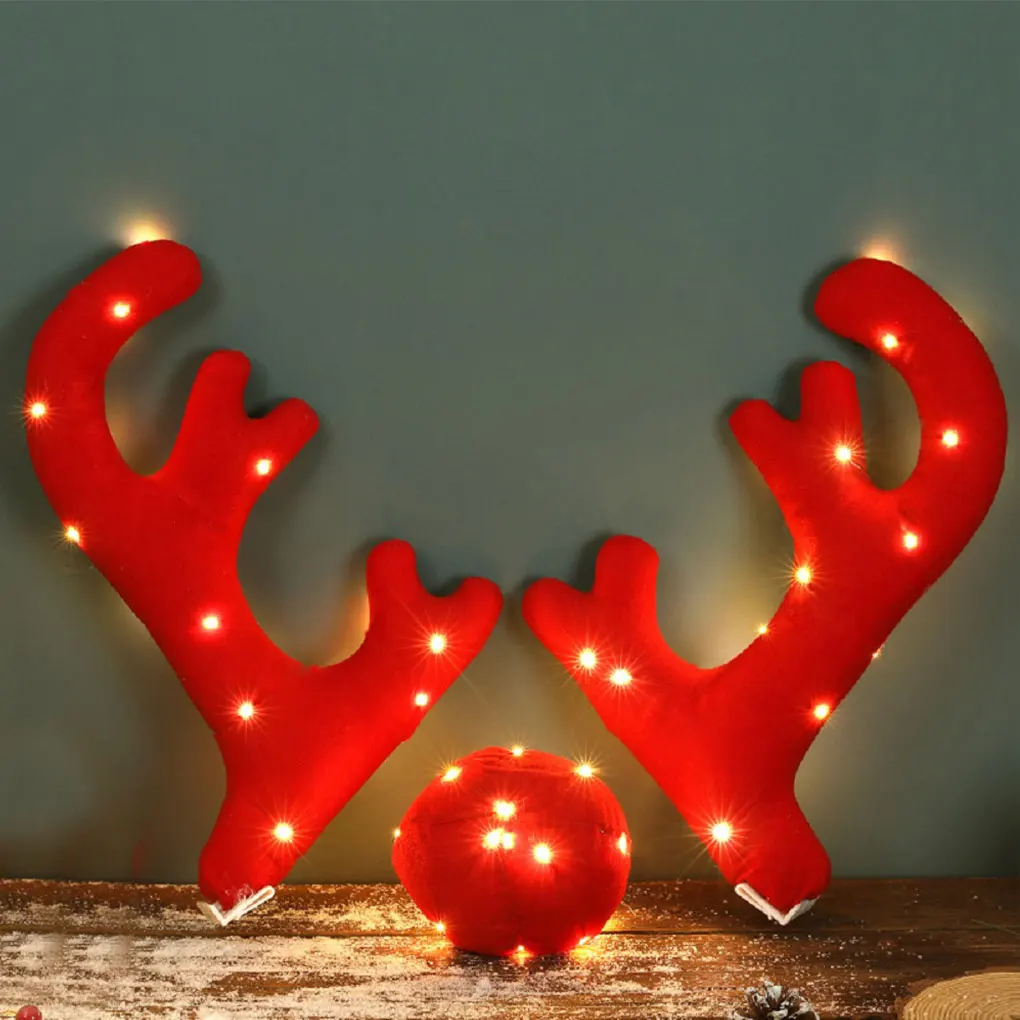 3PCS DIY LED Glowing Antlers Christmas Car Decoration Decor Car Truck Costume Reindeer Deer Antlers