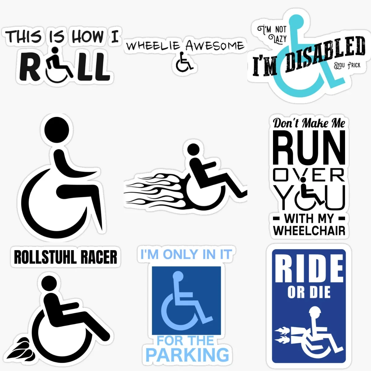 

Disabled Wheelchair Warning Sign Creative PVC Stickers for Car Motorcycle Bicycle Window Fridge Wall Decoration Accessories