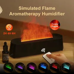 Humidificador de aromaterapia, difusor de aceite esencial con Control remoto, 7 colores, simulación 3D de llama, difusor de Aroma, humidificador de aire