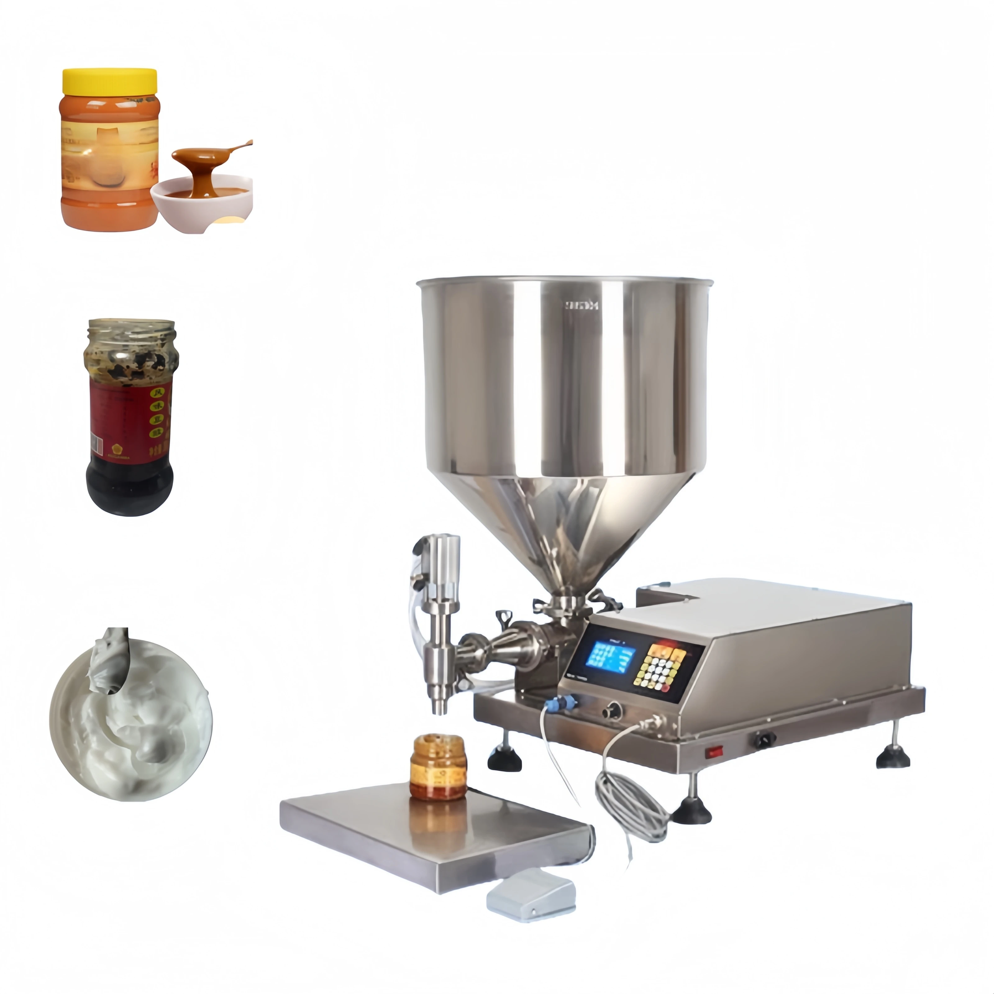 Desktop Small Peanut Butter Chili Sauce Filling Machine Cream Paste Jam Pneumatic Filling Machines