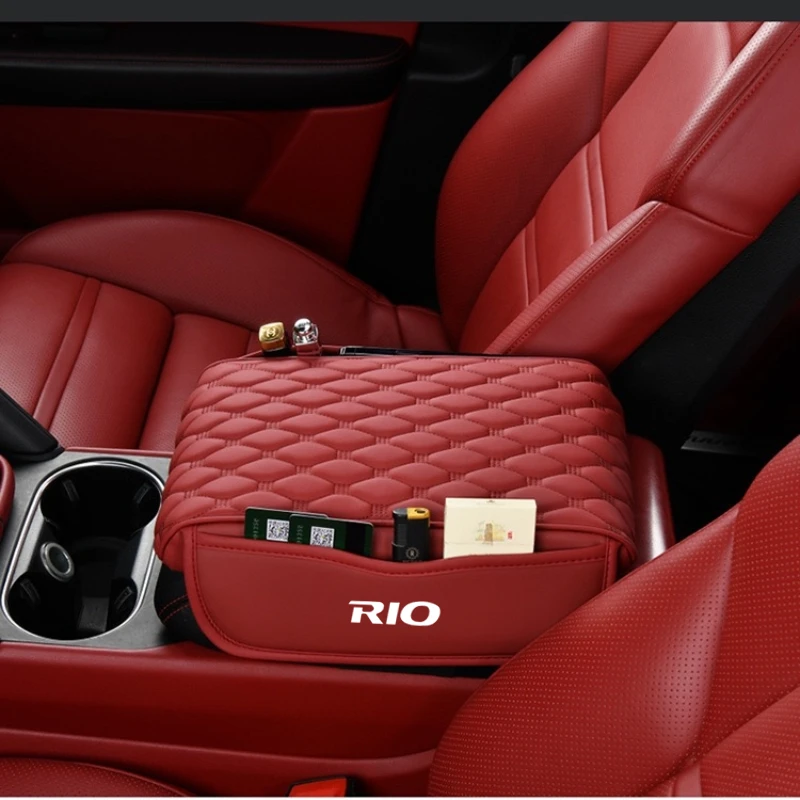 Car Armrest Box Pad Thicken Center Console Arm Rest Protector Cover with Storage Pocket For KIA RIO 2 3 4 5 Xline x line