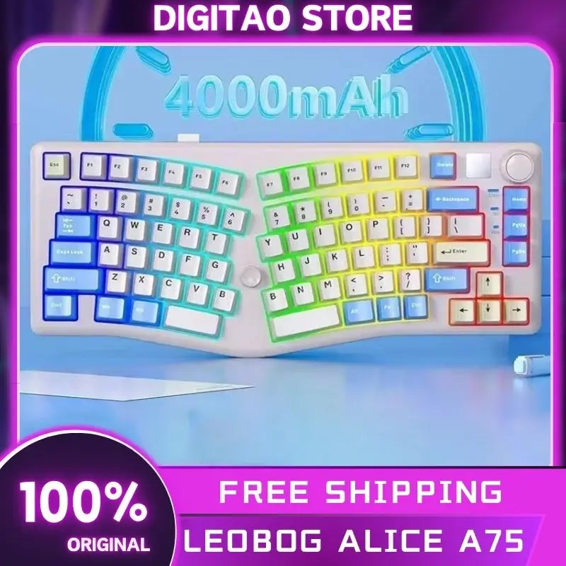 

New Leobog Alice A75 Mechanical Keyboard 3Mode 2.4G Bluetooth Wireless Keyboard Ergonomics Hot swap RGB PBT Gamer Keyboard Gifts