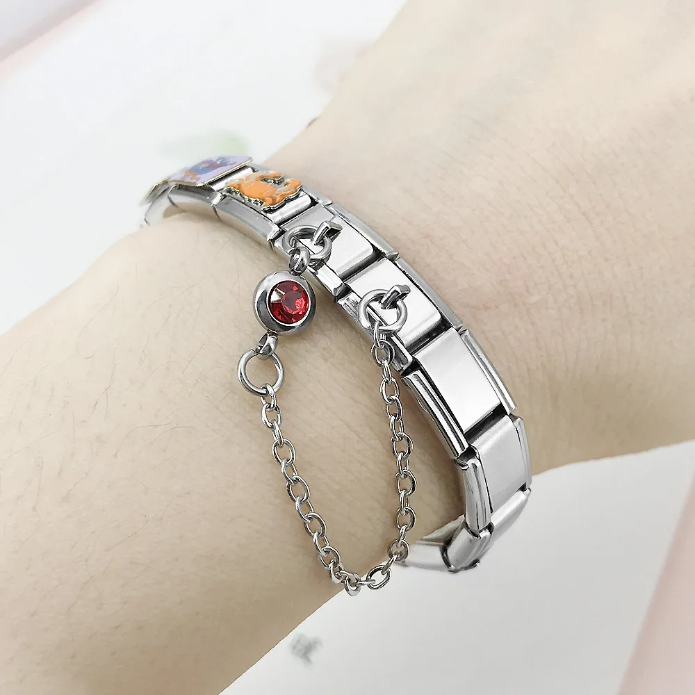 12 Farben Runde CZ Geburtsstein-Kettenglieder Italienischer Charm Passend für 9mm Edelstahl-Armbänder Damen Herren Schmuck DIY Perlen – Detail 9