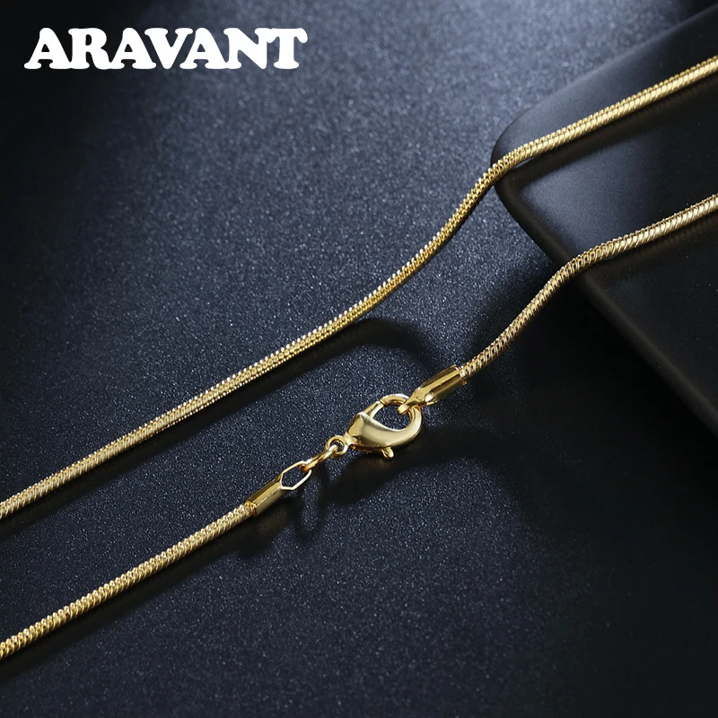 Aravant 925 Silver 2MM Gold Chains Necklace For Women Fashion Jewelry