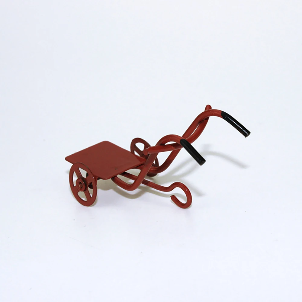 1/12 Dollhouse Miniature อุปกรณ์เสริมมินิโลหะรถเข็น Handcart ของเล่นสําหรับตุ๊กตาตกแต่ง ob11