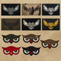 Owl Eye Reflective IR Patches Military Owl Embroidered Badge Sewable Hook and Loop for Tactical Backpack Applications for Clothi