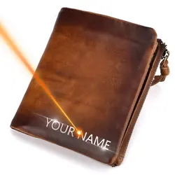 Vintage 100% Genuine Leather Short Men Wallets High Quality Zipper Coin Pocket Male Wallet Brand Card Holder Man Purses Wallets