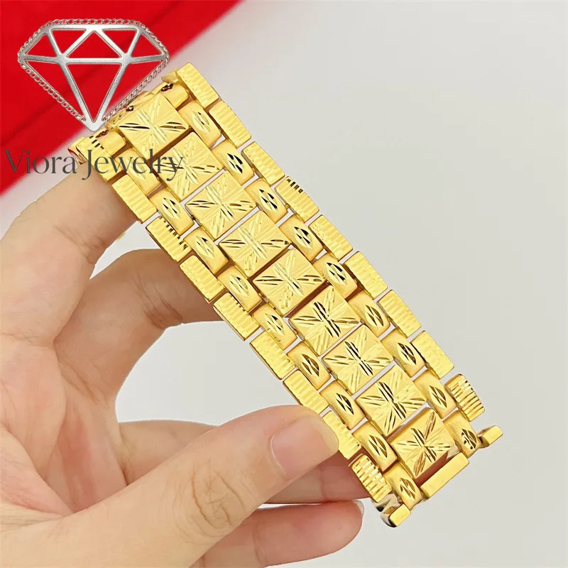 

Viora Jewelry 9999 24K Real Gold Jewelry Wide Hand Row Men's and Women's Bracelet Fashion Hand Garment Accessories