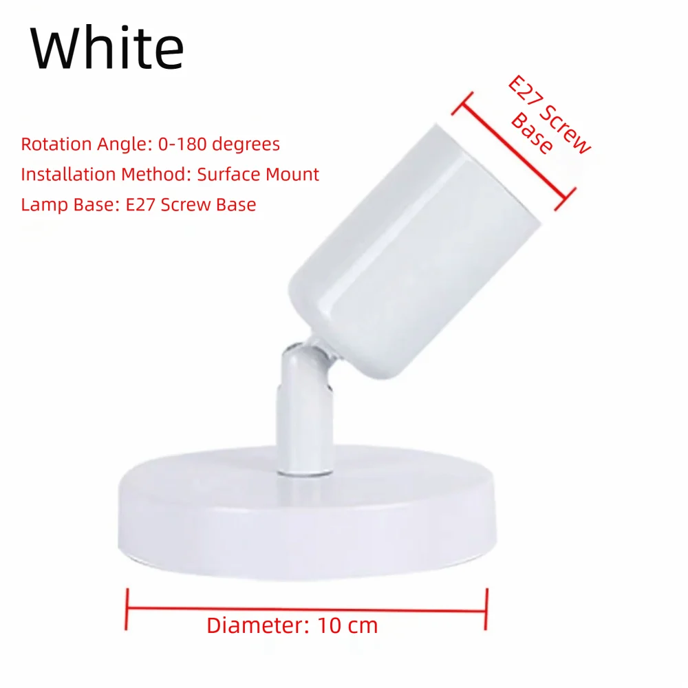 

Черно-белый патрон E27 с регулировкой направления 0-180 градусов, металлический, простой монтаж, держатель для лампы