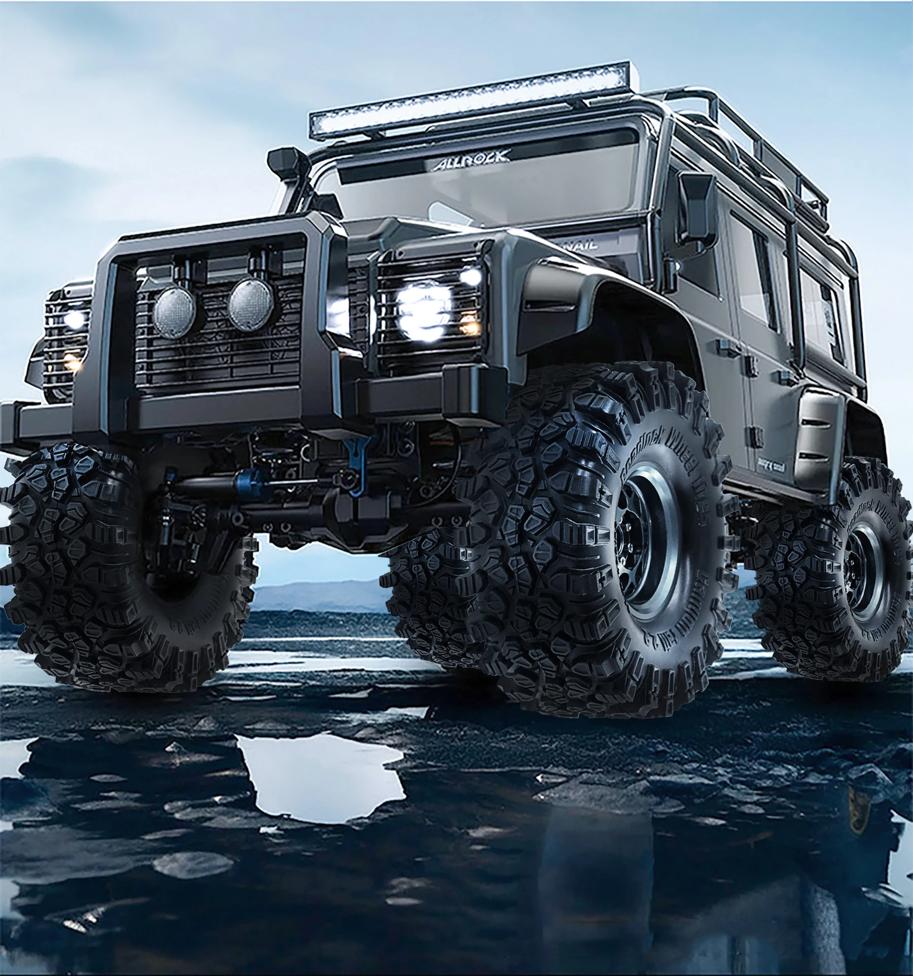 2.2'' 2.2'' 비드록 휠용 크롤러 고무 타이어 1/10 1/8 크롤러 자동차 SCX10 90047 D90 TF2 CC01 TRX4 TRX6 Redcat Racing TC8