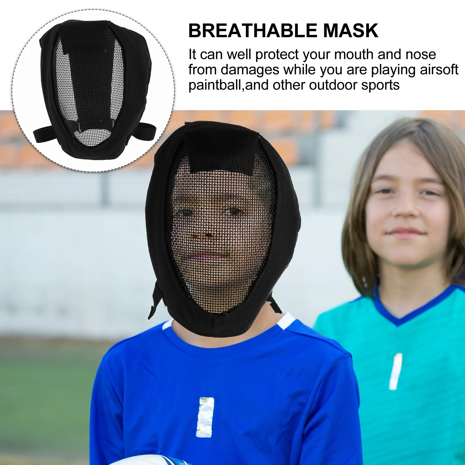 قناع وجه كامل شبكي من الفولاذ، معدات حماية قابلة للتنفس للعبة المبارزة في الهواء الطلق #6