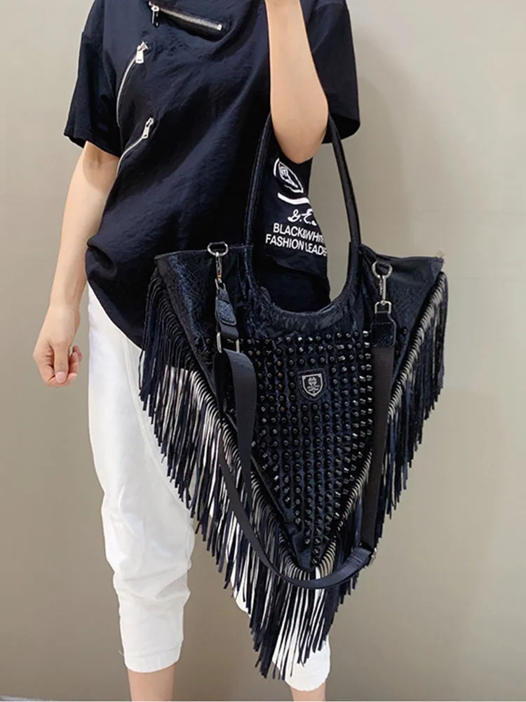

Fashion Women Casual Tote Stylish Zipper Shoulder Handbag High Quality PU Leather Bags Lady Crossbody Tassel Purse