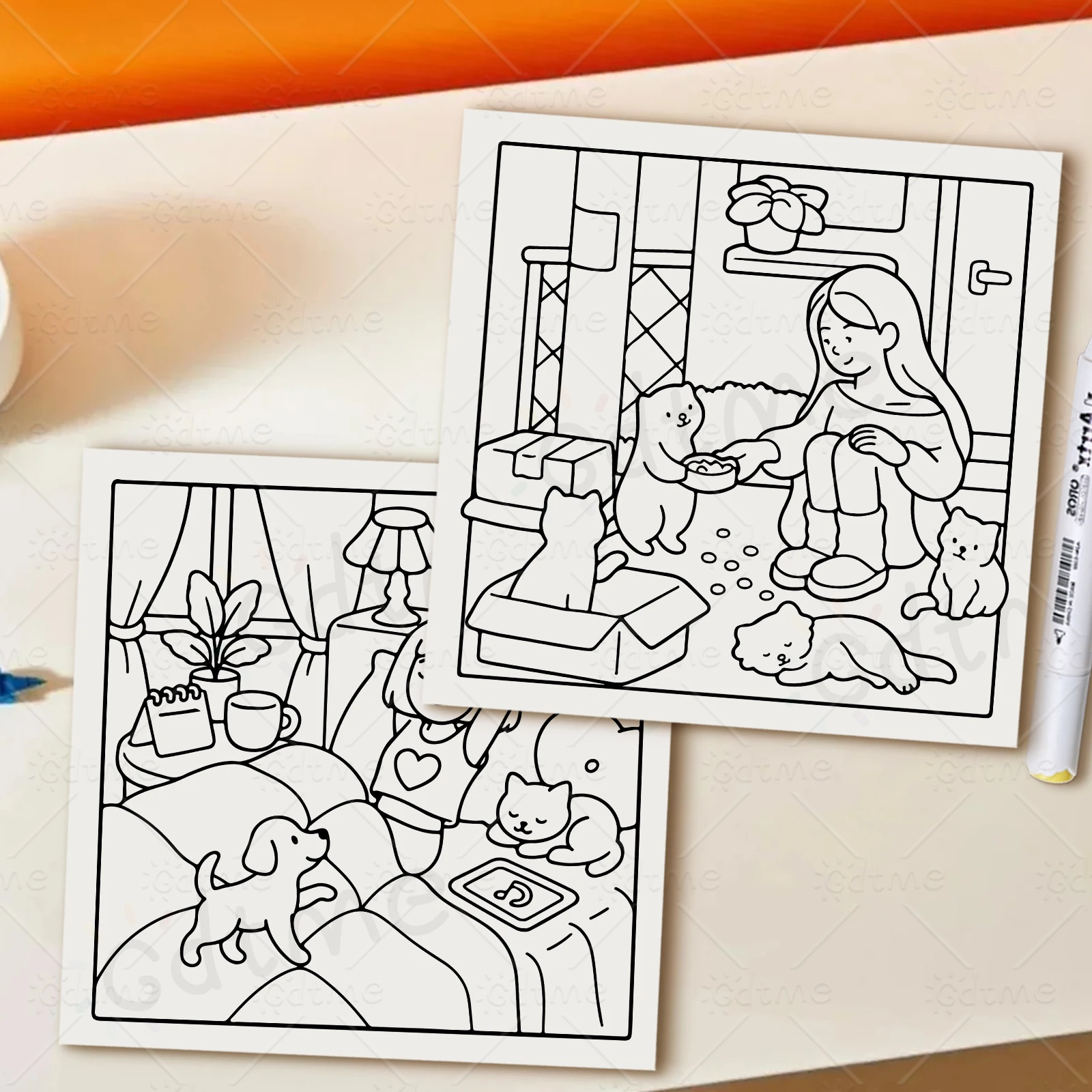 COSY BLACK GIRL Malbuch für Erwachsene mit niedlichen, gemütlichen Tagesaktivitäten zur Entspannung (gemütliche Räume zum Ausmalen) – Detail 8