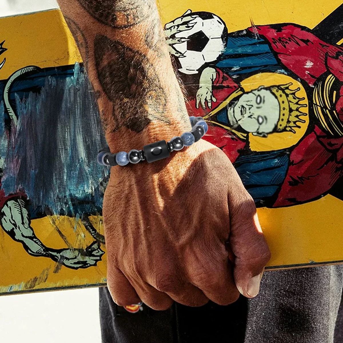 12 كوكبة المرجان الأزرق الطبيعي الحمم الحجر حجر الخرز سوار للرجال زوجين حبل الصداقة زودياك #3