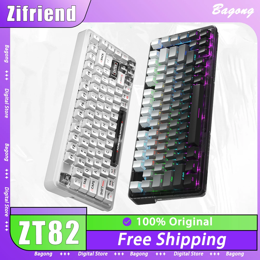 

Zifriend ZT82 Mechanical Keyboard Three Mode RGB Backlit Wirless Gaming Keyboard Gasket Hot Swap Ergonomics Pc Gamer Accessories