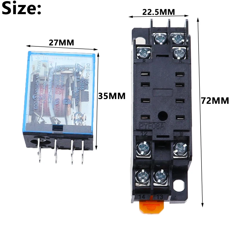 Imagem -03 - Micro Mini Relé com Base de Soquete Uso Geral Dpdt My2p Hh52p My2nj 12v 24v dc 110v 220v Bobina ac 10set