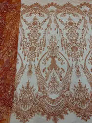 African beads Lace Fabric High Quality Sequins Fabric French Nigerian J-1308069 Wedding Bridal Fabric