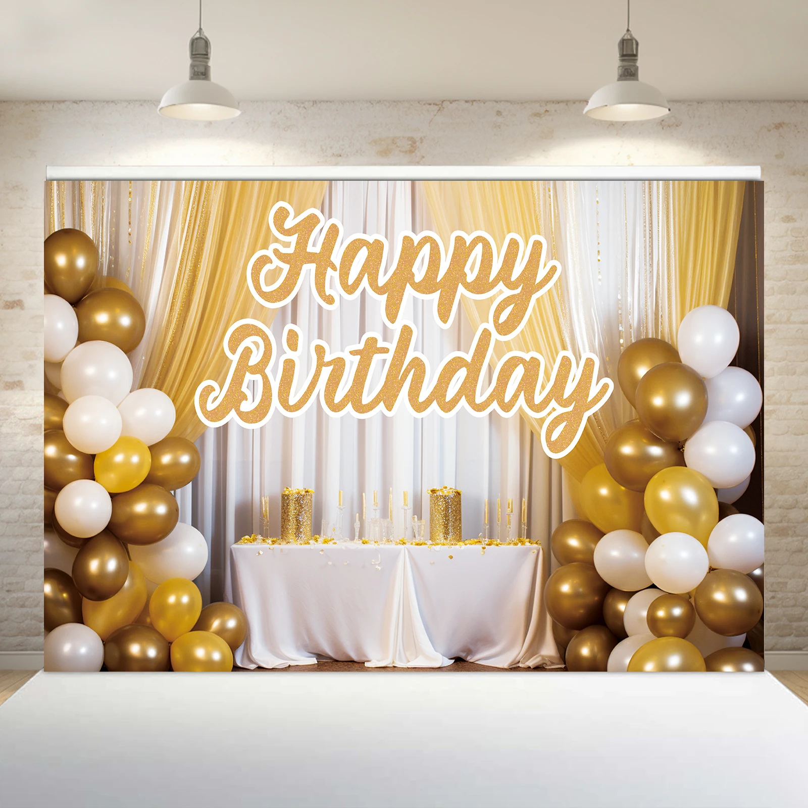 Happy Birthday Theme Photography Backdrop, usado para presentes, atividades ou outra decoração do partido, 1Pc, 100x150cm