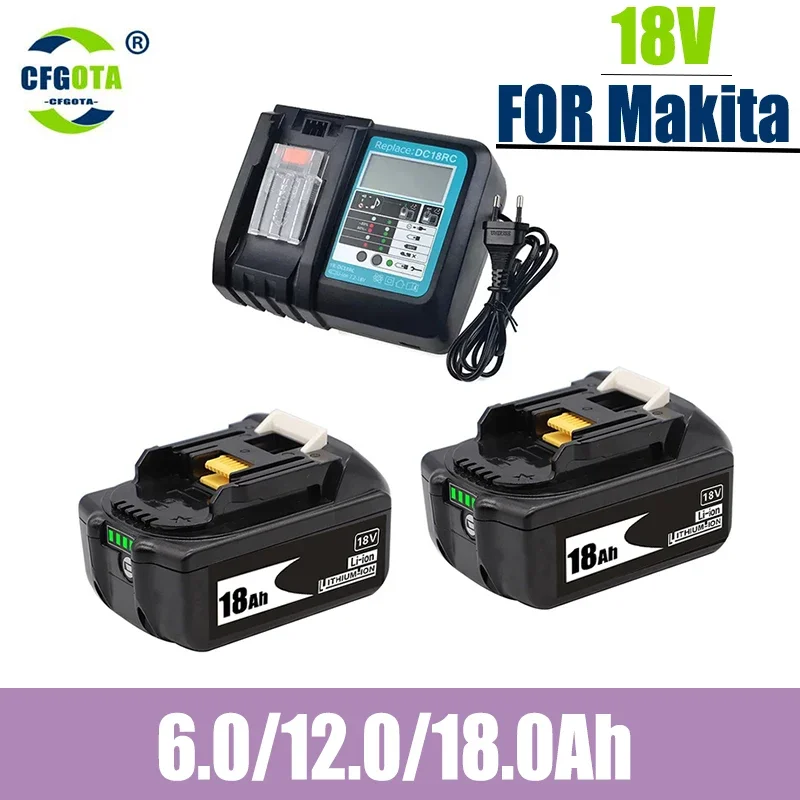 

100% Original Upgrade BL1860 Battery 18V 6000mAh Li-ion Makita 18V Battery BL1840 BL1860 BL1850 BLxt 400 + Charger