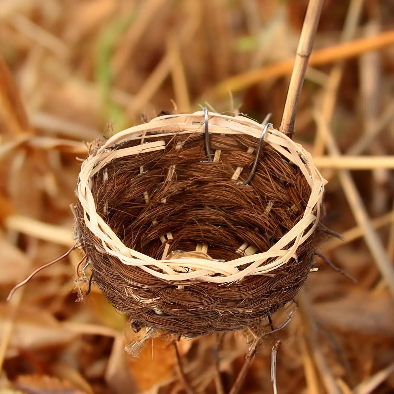 Bamboo Woven Bird Nest Bird House Breeding Cave Hanging Hut for Finches Bluebirds