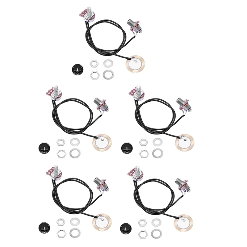 Kit de cableado de pastilla de guitarra de madera, pastilla piezoeléctrica de 50Mm, pastilla de transductor sensible, amplificador precableado con conector de salida de 6,35Mm duradero