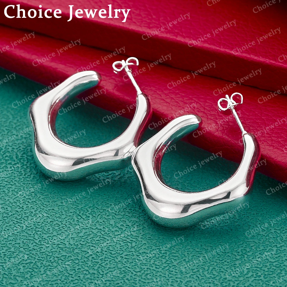 925 Sterling Silver Square Round Stud Earrings For Women Fashion Jewelry Charm Party Wedding Anniversary Accessories