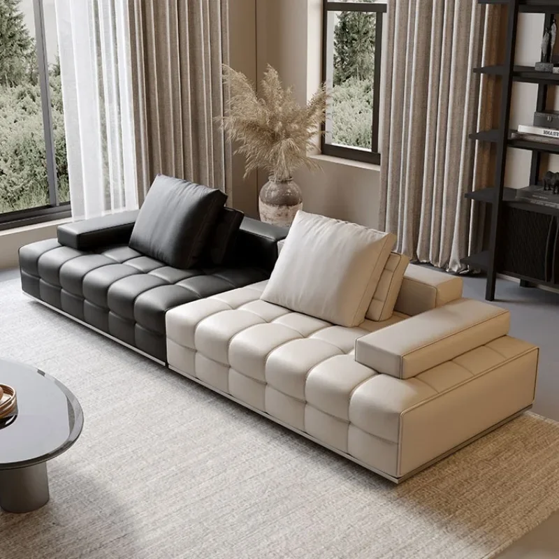 2026 Lawrence leather sofa Italian high-end first-layer cowhide straight-row full leather sofa
