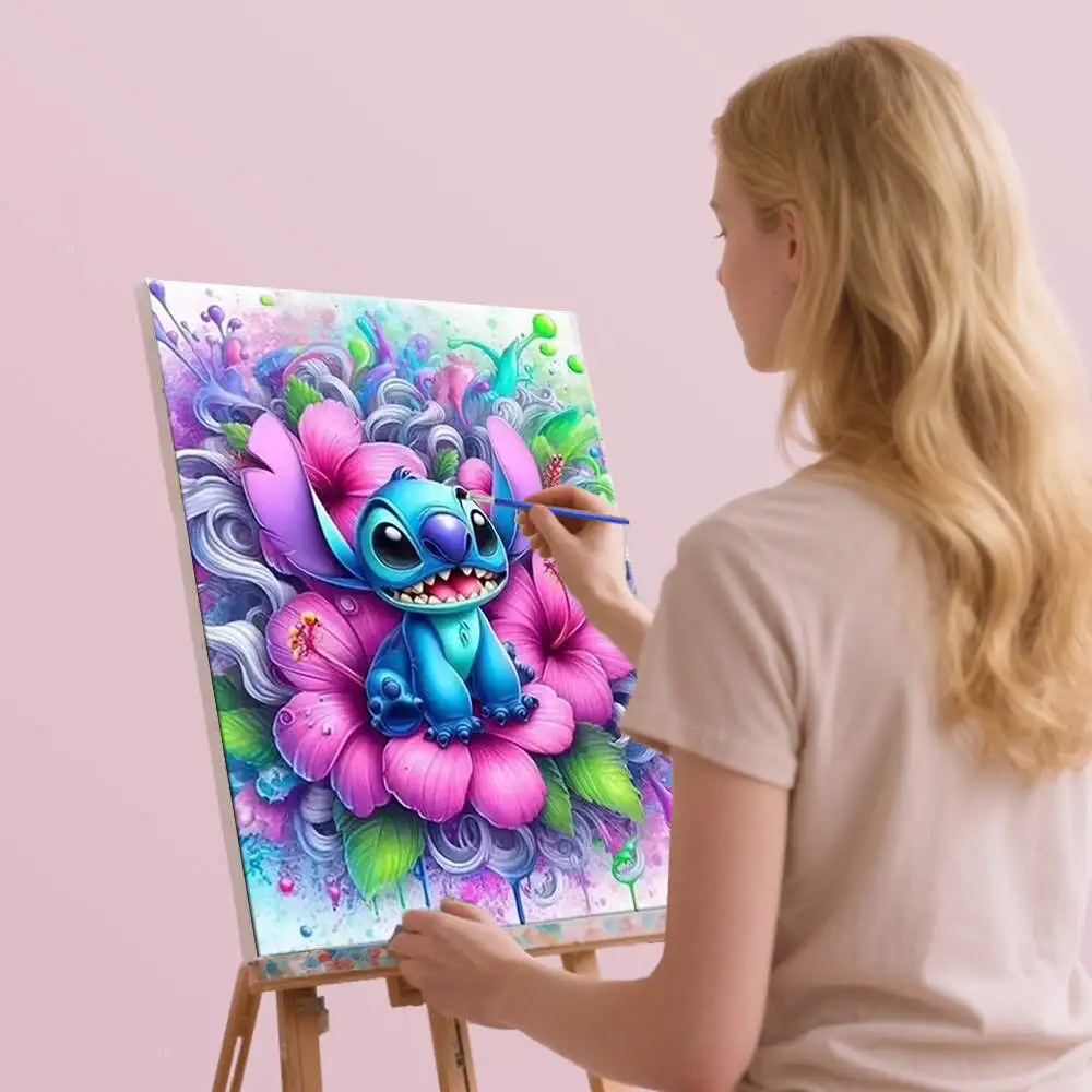 مجموعات الطلاء ديزني حسب أرقام غرزة فلورا التوضيح DIY لوحة زيتية رقمية الحيوان Artcraft Handpaint ديكور المنزل