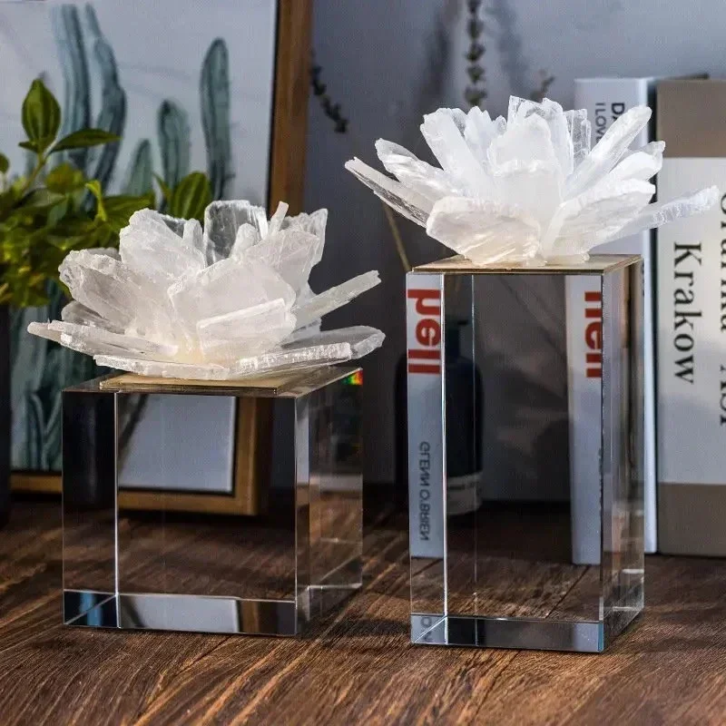 

Прозрачные цветочные хрустальные украшения ручной работы, декор для гостиной, хрустальная основа, цветочные композиции, эстетическое украшение для комнаты, новинка.