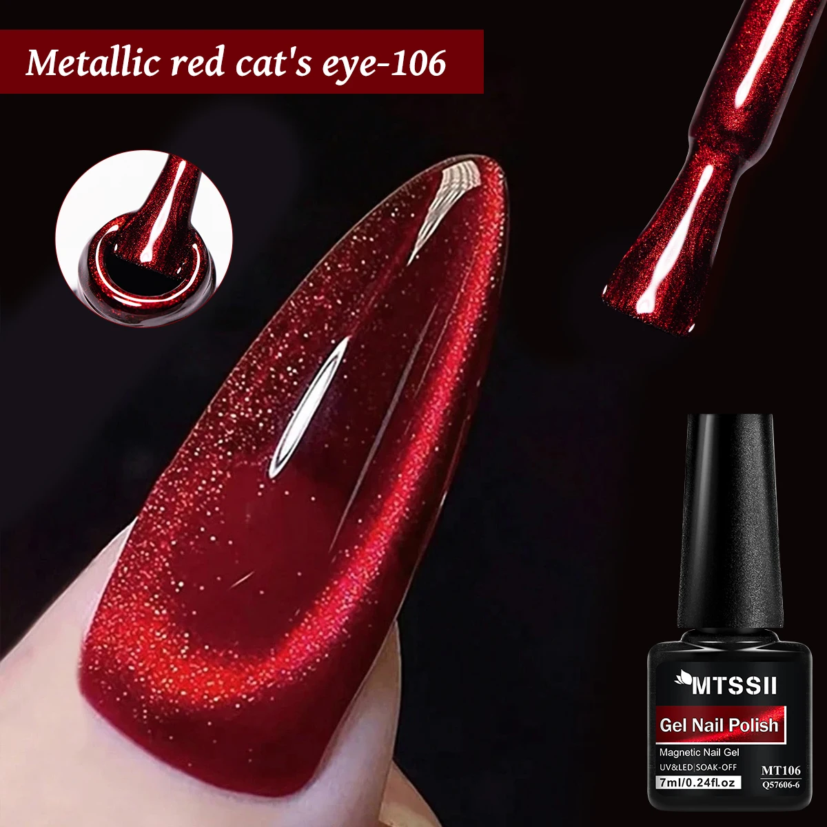 

Mtssii 7ml Shine Red Christmas Cat Magnetic Gel Nail Polish Highlight Sparkling Glitter Semi Permanent Soak Off UV Gel Varnish