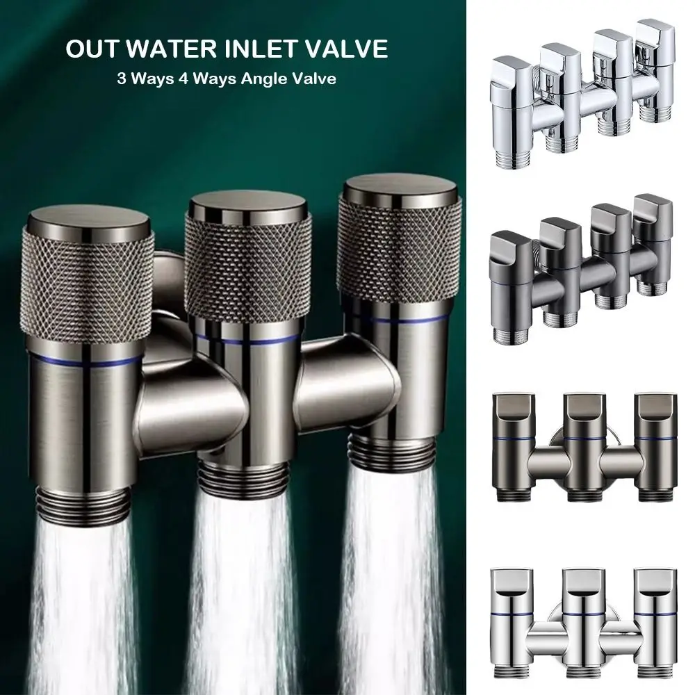 Stainless Steel Out Water Inlet Valve DIY Filling Valves 3 Ways 4 Ways Angle Valve Multifunctional Diverter Valve Bathroom