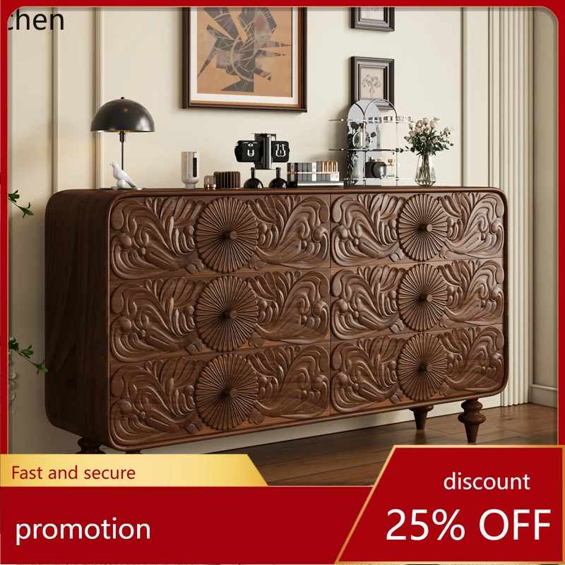 

Комод из цельного дерева ZML, многофункциональный шкафчик для спальни, перегородка для украшения гостиной, встроенный шкаф с гравировкой в стиле ретро