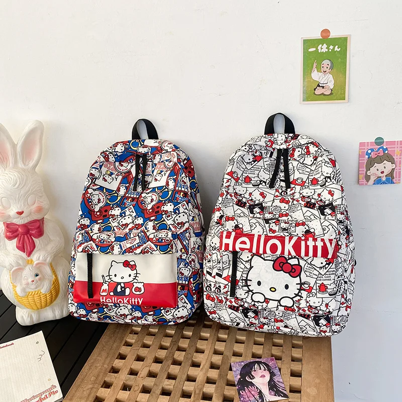 

Hot Sanrio Hello Kitty Japanese Schoolbag Female Instagram Cute Cartoon Print Female Soft Girl Leisure Backpack Wholesale