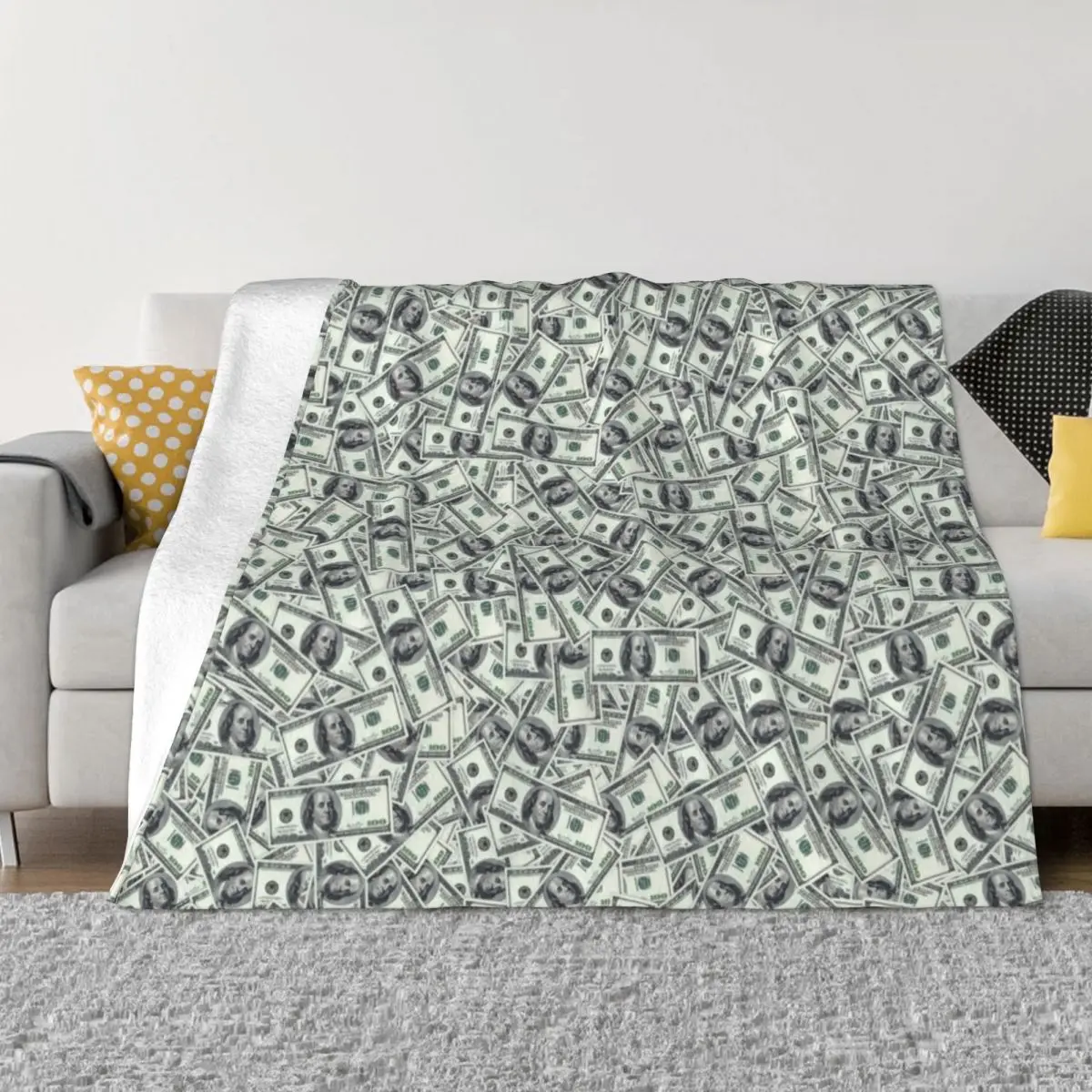 

Giant money background 100 dollar bills Throw Blanket manga Blanket Fluffy