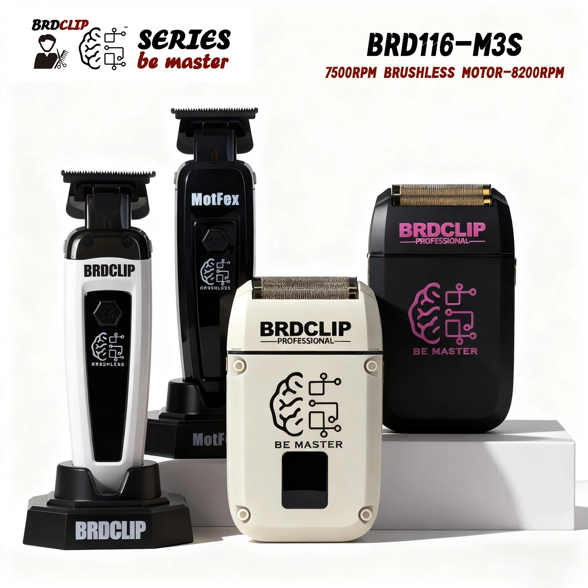 

Professional BRDCLIP116 Brushless Motor 7500RPM Hair Trimmer 0 Tooth Pitch Base M3S Men Shaver 8200RPM LED Display
