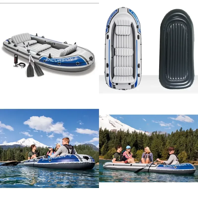 Intex Thickened and Wear-resistant Inflatable Rubber Boat 4-5 People Kayak Fishing Rafting Rowing Boat