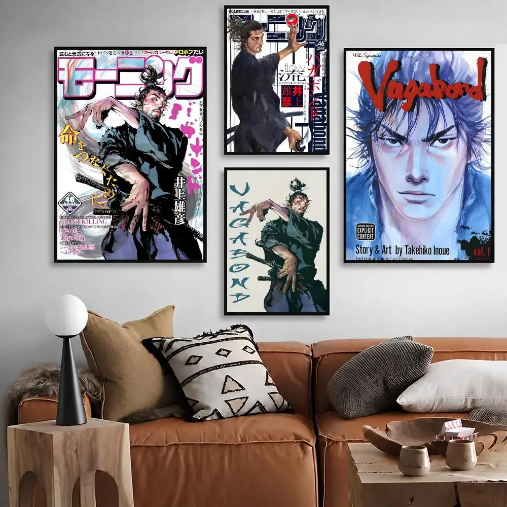 Manga Vagabond  Waterproof Peel‑and‑Stick Wall Sticker, Art Print for Bar Cafe Living Room Poster